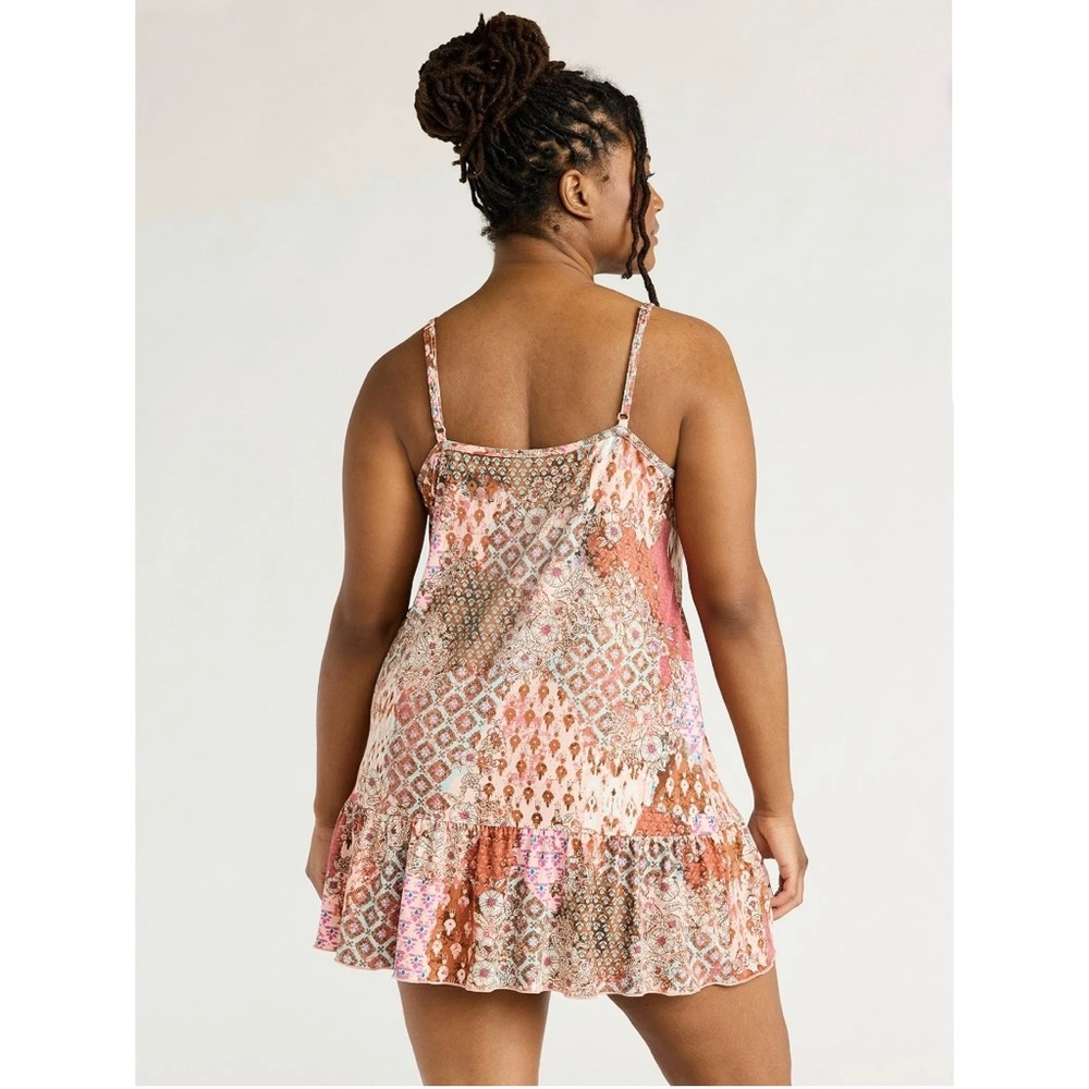 Joyspun Women's Sleeveless Knit Chemise with Ruffle Hem Peach Bud size 3X - Picture 16 of 16